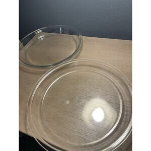 Vintage Pyrex Clear Glass Pie Plates 11” Set of 2 #211 Made USA